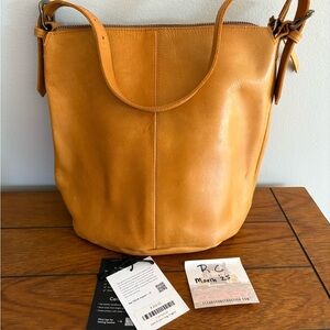 SOLD Able Eden Cognac Leather Bucket Bag